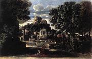 POUSSIN, Nicolas Landscape with the Gathering of the Ashes of Phocion by his Widow af oil on canvas